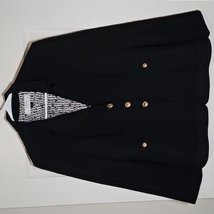 Tahari Three-Button Waist Pebble Professional Career Jacket Black Size 12